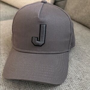 Gray Baseball Cap with Black Lettering J; adjustable